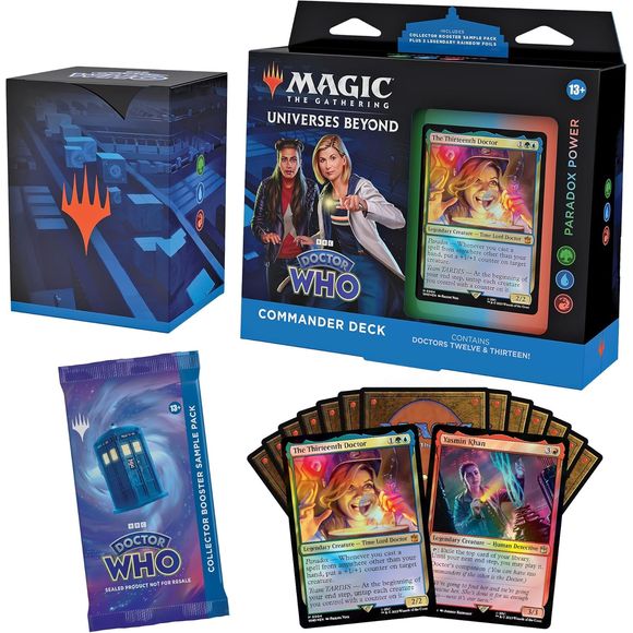 Magic The Gathering Doctor Who Commander Deck – Paradox Power (100-Card Deck, 2-Card Collector Booster Sample Pack + Accessories) | Galactic Toys & Collectibles