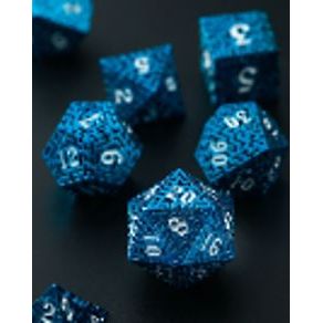 Galactic Dice Premium Dice Sets - Maze Design Blue & White (Ver 6) Set of 7 Dice with Tin | Galactic Toys & Collectibles