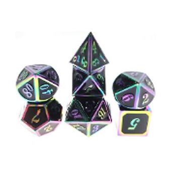 Galactic Dice Premium Dice Sets - NF Dice Black & Rainbow (Ver 20) Set of 7 Dice with Tin | Galactic Toys & Collectibles