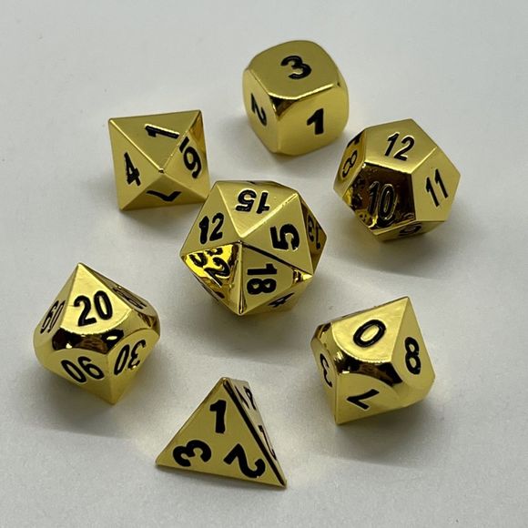 Galactic Dice Premium Dice Sets - NF Dice Gold & Black (Ver 30) Set of 7 Dice with Tin | Galactic Toys & Collectibles