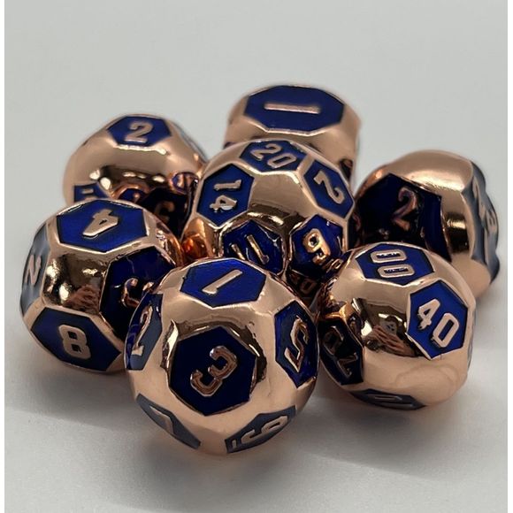 Galactic Dice Premium Dice Sets - Ball Dice Copper & Blue (Ver 31) Set of 7 Dice with Tin | Galactic Toys & Collectibles