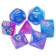 Galactic Dice Acrylic HD Dice Sets - Midsummer Night (Blue, Pink, & Gold) Set of 7 Dice | Galactic Toys & Collectibles