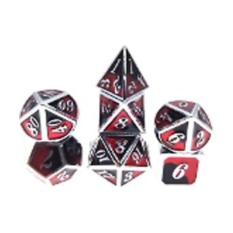 Galactic Dice Premium Dice Sets - NF Dice Red/Black & Silver (Ver 26) Set of 7 Dice with Tin | Galactic Toys & Collectibles
