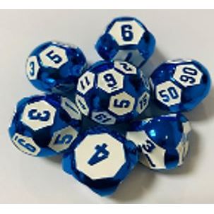 Galactic Dice Premium Dice Sets - Ball Dice Blue & White (Ver 2) Set of 7 Dice with Tin | Galactic Toys & Collectibles