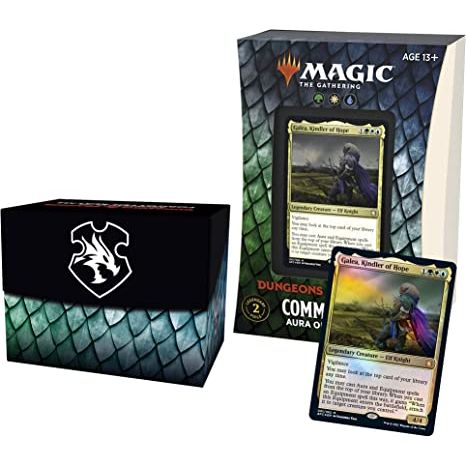100-card ready-to-play Adventures in the Forgotten Realms (AFR) Commander deck
Deck includes 2 traditional foils plus 98 nonfoil cards
1 foil etched Display Commander
10 double-sided tokens plus life tracker and deck box
Reduced-plastic packaging
Beloved Dungeons and Dragons heroes and monsters have ventured into Magic for the ultimate crossover.