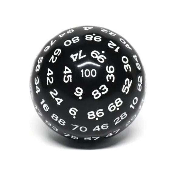 Galactic Dice Premium D100 Dice - Black Opaque (White Ink) | Galactic Toys & Collectibles