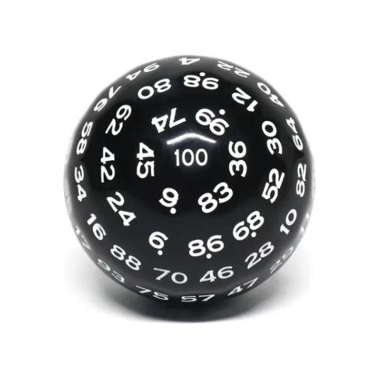 Galactic Dice Premium D100 Dice - Black Opaque (White Ink) | Galactic Toys & Collectibles