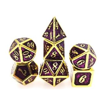 Galactic Dice Premium Dice Sets - NF Dice Purple & Gold (Ver 16) Set of 7 Dice with Tin | Galactic Toys & Collectibles