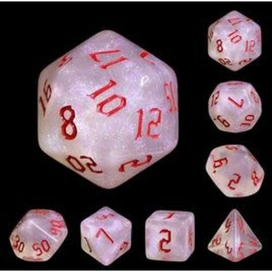 Galactic Dice Acrylic HD Dice Sets - The Chaos (White & Red Font) Set of 7 Dice | Galactic Toys & Collectibles