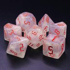 Galactic Dice Acrylic HD Dice Sets - The Chaos (White & Red Font) Set of 7 Dice | Galactic Toys & Collectibles