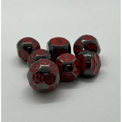 Galactic Dice Premium Dice Sets - Ball Dice Steel & Red (Ver 25) Set of 7 Dice with Tin | Galactic Toys & Collectibles