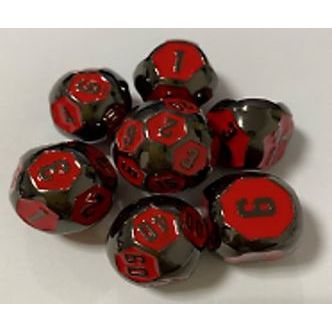 Galactic Dice Premium Dice Sets - Ball Dice Steel & Red (Ver 25) Set of 7 Dice with Tin | Galactic Toys & Collectibles