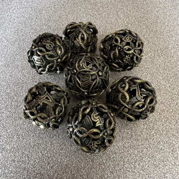 Galactic Dice Premium Dice Sets - Leaves Bronze Metal Set of 7 Dice | Galactic Toys & Collectibles