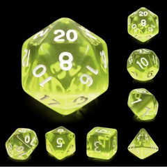 Galactic Dice Acrylic HD Dice Sets - Sun Gems (Yellow & White) Set of 7 Dice | Galactic Toys & Collectibles