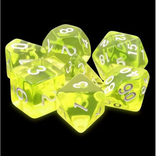 Galactic Dice Acrylic HD Dice Sets - Sun Gems (Yellow & White) Set of 7 Dice | Galactic Toys & Collectibles