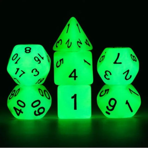 Galactic Dice HD Dice Sets - Blue & Green (Glow-in-the-Dark) Set of 7 Dice
