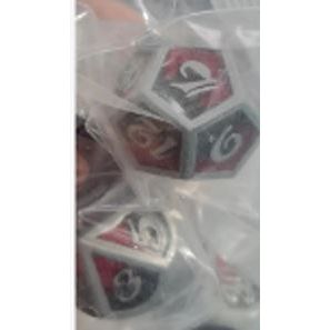 Galactic Dice Premium Dice Sets - Dragon Skin Black/Red & Silver (Ver 12) Set of 7 Dice with Tin | Galactic Toys & Collectibles
