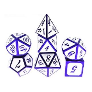 Galactic Dice Premium Dice Sets - NF Dice White & Blue (Ver 17) Set of 7 Dice with Tin | Galactic Toys & Collectibles