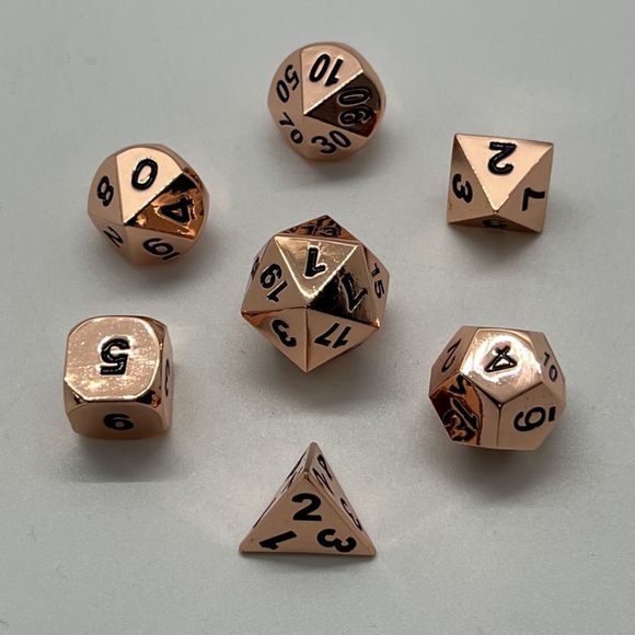 Galactic Dice Premium Dice Sets - NF Dice Copper & Black (Ver 34) Set of 7 Dice with Tin | Galactic Toys & Collectibles