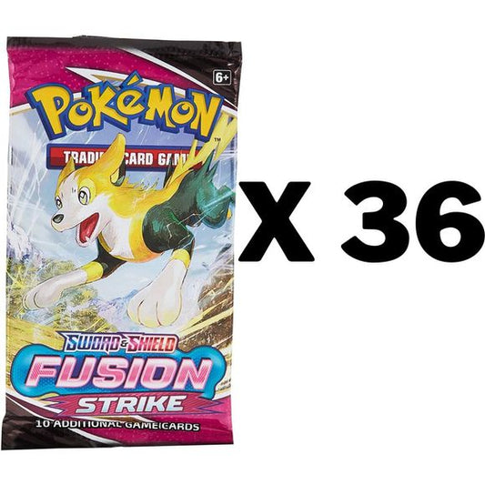 Pokémon TCG: Sword & Shield Fusion Strike 36 Random Booster Packs NOTE: This is not a sealed booster box, this is 36 individual booster packs.