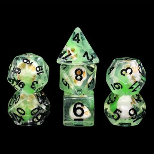 Galactic Dice Acrylic HD Dice Sets - Dryad (Clear, Green, & Black) Set of 7 Dice | Galactic Toys & Collectibles