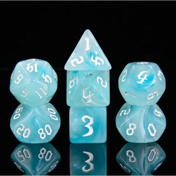 Galactic Dice Premium Dice Sets - White Cloud Acrylic Set of 7 Dice | Galactic Toys & Collectibles