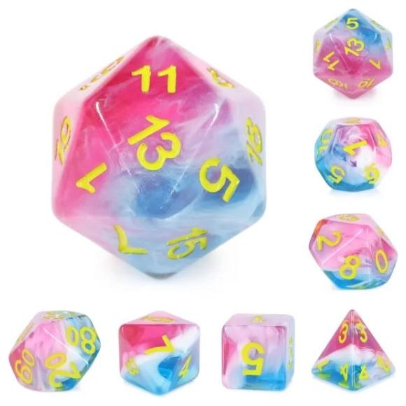 Galactic Dice HD Dice Sets - Glacier Rose Set of 7 Dice | Galactic Toys & Collectibles