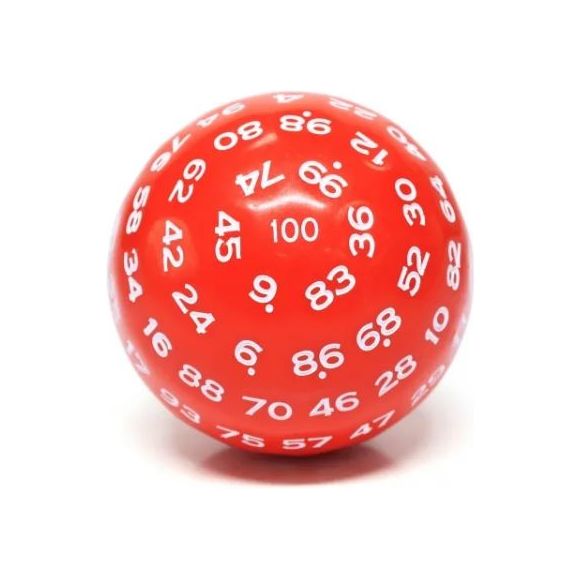 Galactic Dice Premium D100 Dice - Red Opaque (White Ink) | Galactic Toys & Collectibles