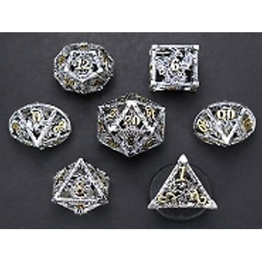 Galactic Dice Premium Dice Sets - Full Body Dragon Silver & Gold Metal Set of 7 Dice | Galactic Toys & Collectibles