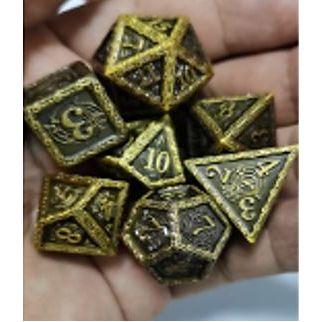 Galactic Dice Premium Dice Sets - Music Notes Gold Steel Metal Set of 7 Dice | Galactic Toys & Collectibles