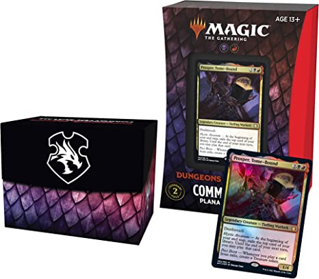 100-card ready-to-play Adventures in the Forgotten Realms (AFR) Commander deck
Deck includes 2 traditional foils plus 98 nonfoil cards
1 foil etched Display Commander
10 double-sided tokens plus life tracker and deck box
Reduced-plastic packaging
Beloved Dungeons and Dragons heroes and monsters have ventured into Magic for the ultimate crossover.