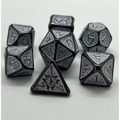 Galactic Dice Premium Dice Sets - Bone Hand White & Silver (Ver 1) Set of 7 Dice with Tin | Galactic Toys & Collectibles