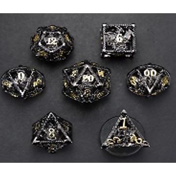 Galactic Dice Premium Dice Sets - Full Body Dragon Black & Gold Metal Set of 7 Dice | Galactic Toys & Collectibles