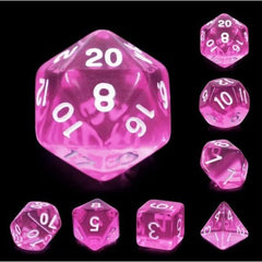 Galactic Dice Acrylic HD Dice Sets - Magenta Gems (Pink & White) Set of 7 Dice | Galactic Toys & Collectibles
