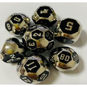 Galactic Dice Premium Dice Sets - Ball Dice Steel & Black (Ver 24) Set of 7 Dice with Tin | Galactic Toys & Collectibles