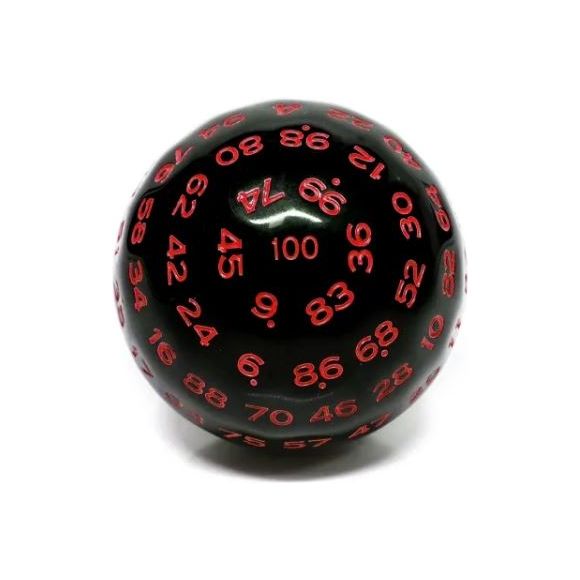 Galactic Dice Premium D100 Dice - Black Opaque (Red Ink) | Galactic Toys & Collectibles