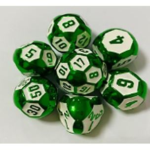 Galactic Dice Premium Dice Sets - Ball Dice Green & White (Ver 3) Set of 7 Dice with Tin | Galactic Toys & Collectibles