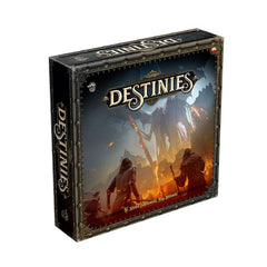 The Destinies system offers a fully story-driven, app-supported, RPG-like board game experience, without the need for a game master. Each scenario depicts a part of a vivid world, full of dark stories, epic NPCs and mysteries to solve. Each player takes the role of a hero on a quest to fulfill their destiny. Each destiny is a final goal of the character and has at least two, completely different paths to victory, composed of branching series of quests. Players compete with each other to push the world towar