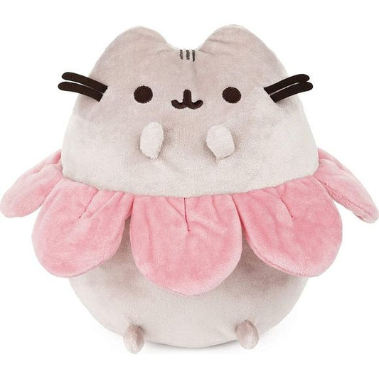 FLOWER POWER PUSHEEN: This 9.5-inch classic gray Pusheen in an upright sitting pose plush features a blossoming Pusheen wearing a ring of perfect pink petals around her belly.