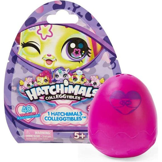 These all-new, super sweet Shimmer Babies Hatchimals toy figures come in playful poses with a rattle, bottle, or pacifier accessory and feature new eggs and a gender reveal hatch! Discover printed and bottle-shaped eggs! Will the inside be pink or blue? Crack the 1-Pack`s egg to find your Shimmer Babies boy or girl Ð the wing color tells you their birth month! No select figure guaranteed, these are blind grab-bag toys. You will receive a random figure from a pool of 40 possible figures to collect. 

Note: