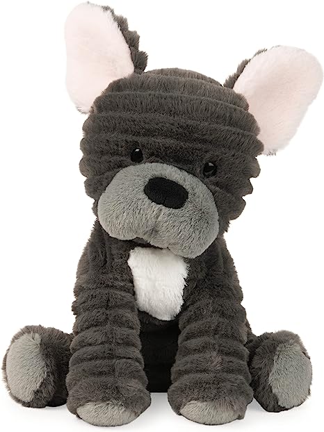 Velvet is a cute, soft and cuddly French bulldog puppy that’s ready to become any plush lover’s best friend. From the GUND classic Animals collection, this plush pup boasts two-tone, rippled grey plush fur, the breed’s signature large upright “bat ears”, and an upright sitting pose with accurate details. Crafted with a slightly under-stuffed, melt-in-your-arms design, this plush dog is perfect for bulldog parents and animal lovers alike! The GUND collections of dogs feature true-to-life details and realisti