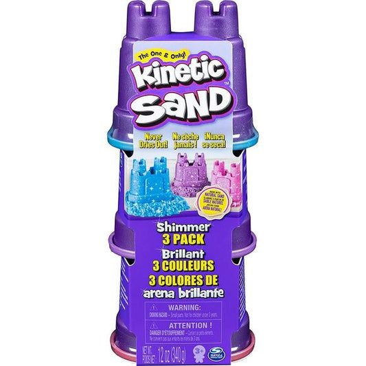 Spin Master Kinetic Sand Shimmering Sand (3 Pack) with castle Molds | Galactic Toys & Collectibles
