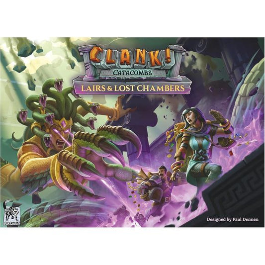 Delve deeper than ever before in Clank! Catacombs: Lairs and Lost Chamber! Strange sounds have been heard beneath the catacombs. Discover lost chambers, each with a unique power found nowhere else in the dungeon. Will you brave the lairs of the enigmatic Sphinx, the petrifying Medusa, or the formidable Living Statues.

This is an expansion for Clank! Catacombs and requires the base game to play.