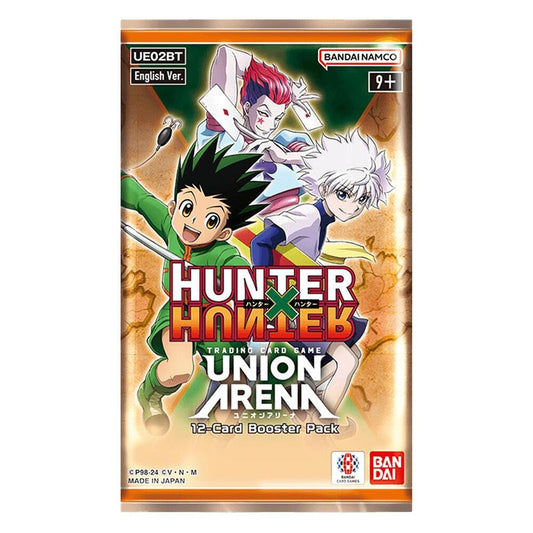 Contents: 12 Union Arena: Hunter x Hunter cards

Union Arena is a "Common Rules Trading Card Game" that allows you to play a card game using each of your favorite characters, and you only need to learn one set of rules!

Hunt the prey with your friends, courage, and wit!
This set includes the highly popular Greed Island arc, allowing players to recreate all of the “HUNTER X HUNTER” style moves!