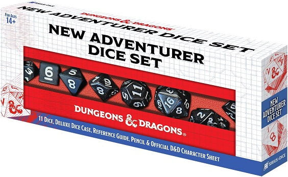 Presenting Sirius Dice's D&D New Adventurer Set, a must-have for anyone embarking on their Dungeons & Dragons journey! Let's delve into what makes this set so essential:? 11-Piece Polyhedral Set: Provides a complete arsenal of D&D branded dice to begin your new adventure! Includes three additional D6 and one additional D20 for advantage/disadvantage rolls!? Official D&D Character Sheet and Mechanical Pencil Included: Build your character from the ground-up with a captivating backstory, clever name, and perf