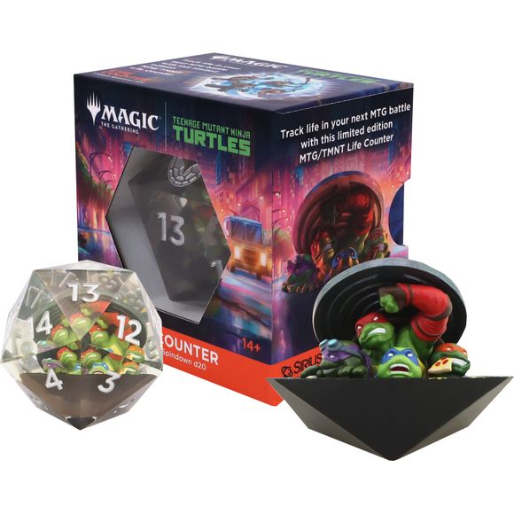 This TMNT-themed spindown incorporates a color, hand painted sculpture within a spindown numbered d20 over 2" in diameter. Players will love the utility of the item and collectors will treasure this as a display quality collectible.