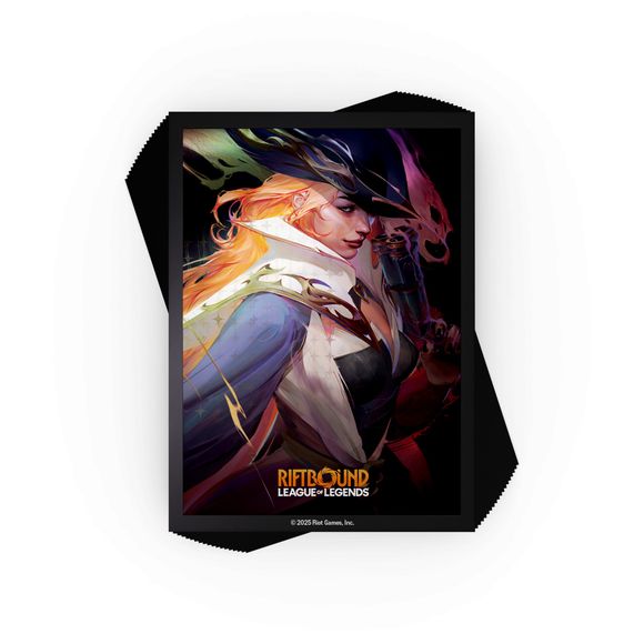 Channel the power of the Rift - theese official Riftbound sleeves don't just protect your deck, they command attention. Pack 100 sleeves featuering fan favorite Champion, Miss Fortune!