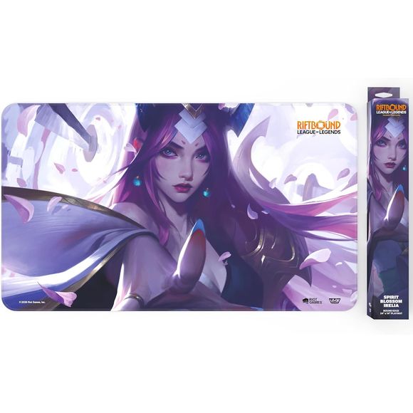Forge your path through the Rift with this Irelia playmat that provides protection, style, and serious presence at the table. Stitched trim playmat in a retail ready box allows players to protect their cards in style!

High quality - 24 x 14 inch neoprene playmat with stitched trim and rubber backing provides smooth play surface to protect your cards
Rep your Champion - Riftbound: Spiritforged playmat featuring Irelia!