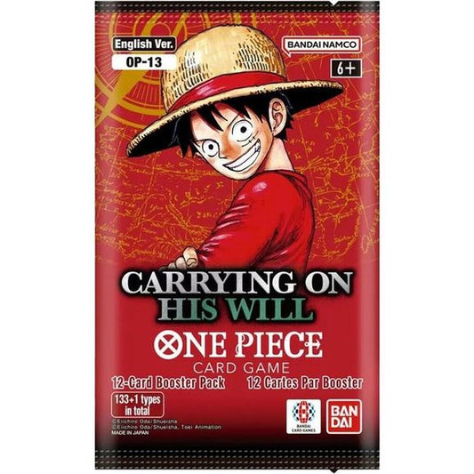 1 booster pack of One piece TCG Carrying On His Will - (OP-13)
12-card booster pack
