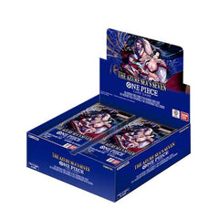 OP-14 is themed around the Seven Warlords of the Sea!
Both new and classic members of the Seven Warlords, along with characters from their respective crews, make a grand appearance! Cards that have appeared before now come in different colors, bringing a fresh gameplay experience!
Configuration
1 Booster Pack: 12 Cards
1 Display Box: 24 Packs